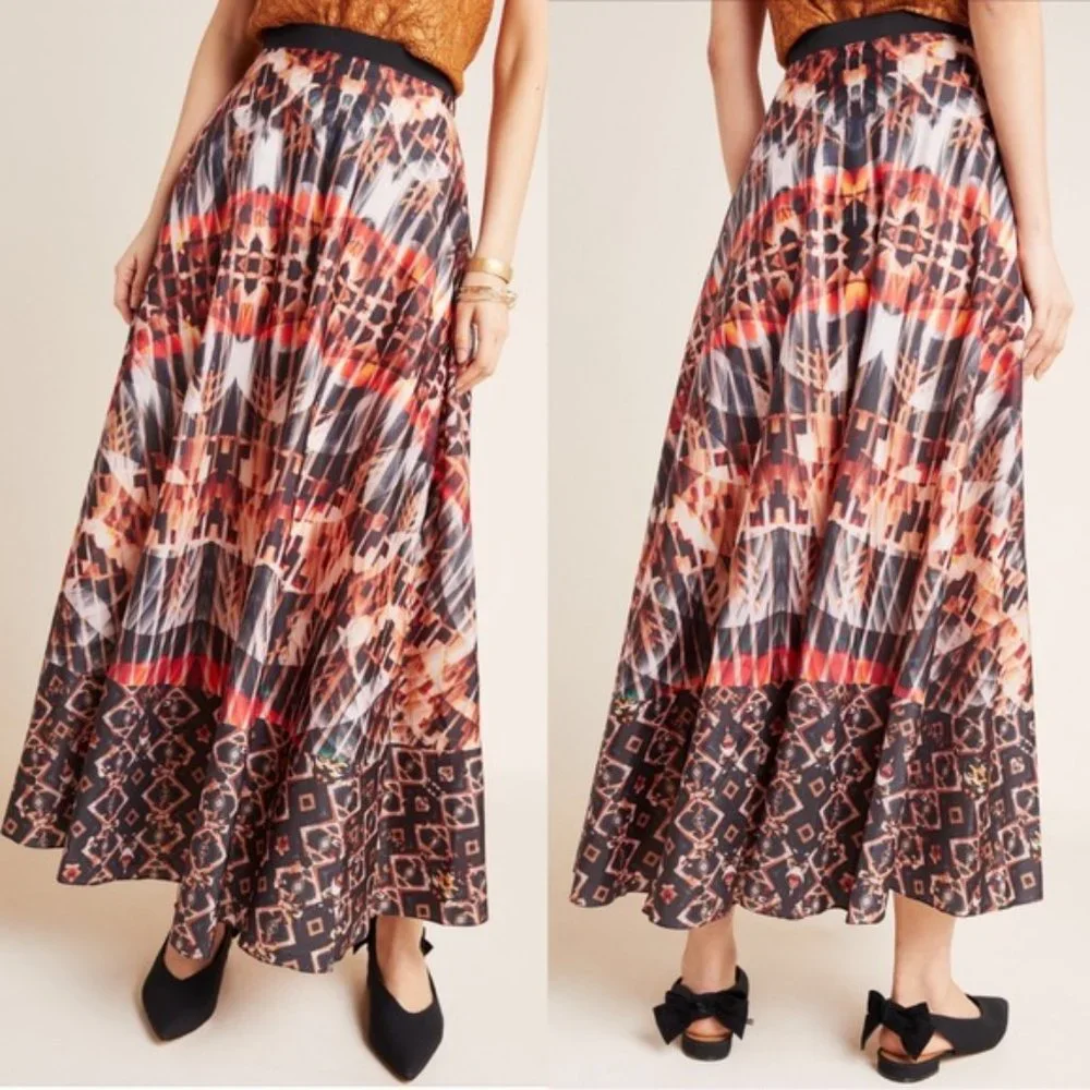 Anthropologie Kaleidoscope Maxi Skirt Abstract XS‎ NWT